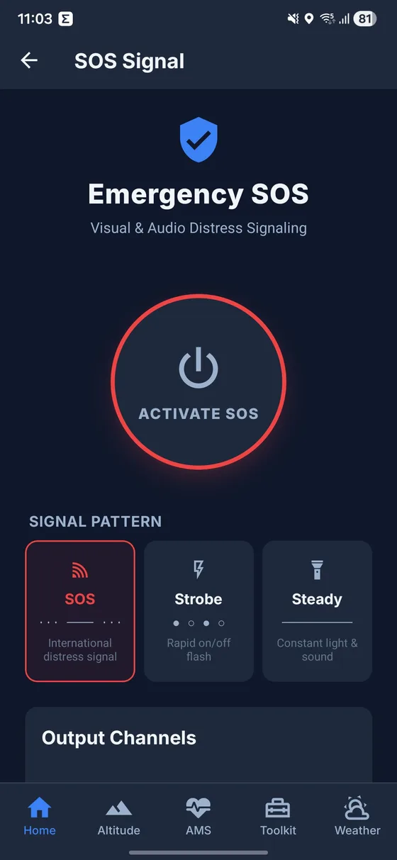 TrekGuard SOS screen